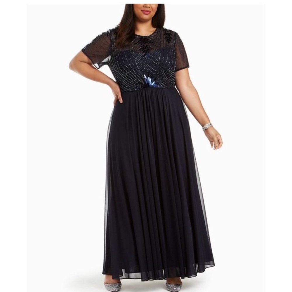Betsy & Adam Women's Plus Evening Dress Navy Size 16W